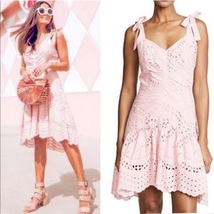 PARKER Odysseia Flirty Cotton Eyelet Sundress Ribbon Tie Shoulders Pearl Pink 8